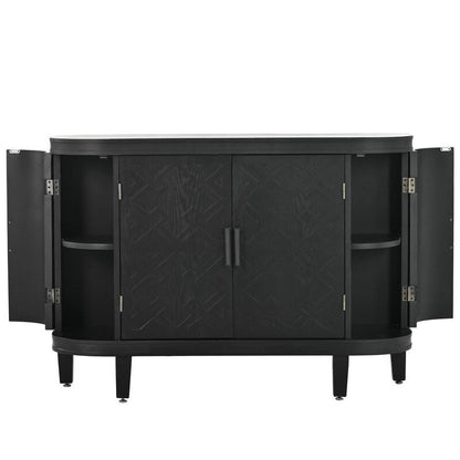 Wooden Cabinet with Antique Patterned Doors