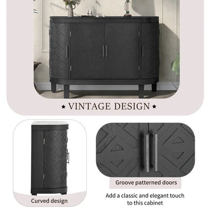 Wooden Cabinet with Antique Patterned Doors