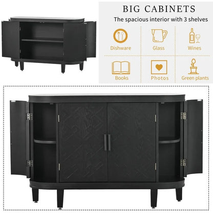Wooden Cabinet with Antique Patterned Doors