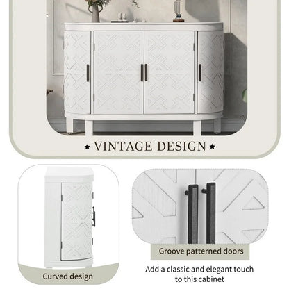 Wooden Cabinet with Antique Patterned Doors