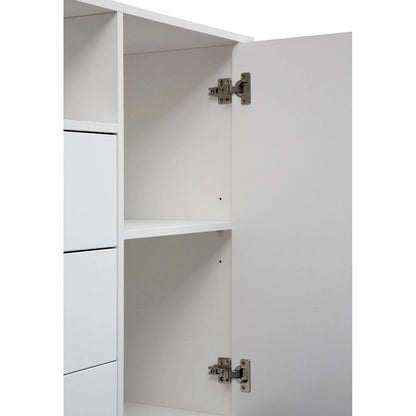 White 30 in. H Storage Cabinet with Adjustable Shelves, Modern Sideboard Buffet Cabinet with 3-Drawer and Doors