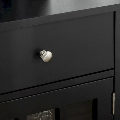 Glass Doors Buffet Cabinet with Adjustable Shelf and 2 Drawers - N/A