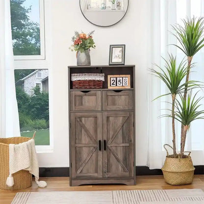 Floor Cabinet with 2 Doors 2 Drawers - 11.4D x 23.6W x 42.7H