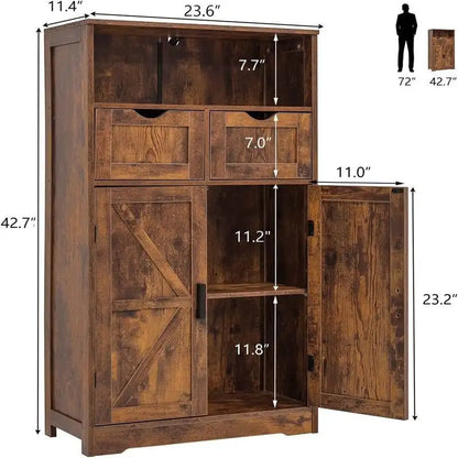 Floor Cabinet with 2 Doors 2 Drawers - 11.4D x 23.6W x 42.7H