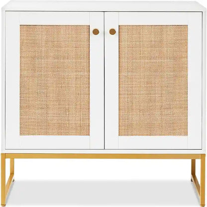 2-Door Rattan Storage Cabinet - 15D x 31.5W x 32.5H