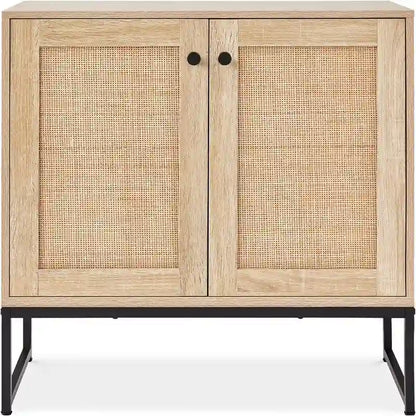 2-Door Rattan Storage Cabinet - 15D x 31.5W x 32.5H