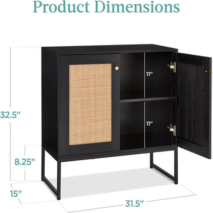 2-Door Rattan Storage Cabinet - 15D x 31.5W x 32.5H