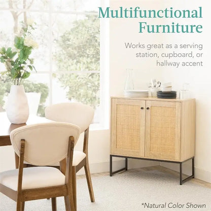 2-Door Rattan Storage Cabinet - 15D x 31.5W x 32.5H