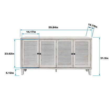 Accent Cabinet 4 Shutter Door Wooden Cabinet Sideboard Buffet