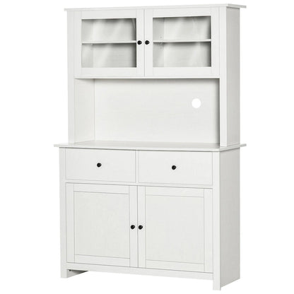 63.5 Kitchen Buffet w/ Hutch, 4 Shelves, Drawers, Framed Glass Doors