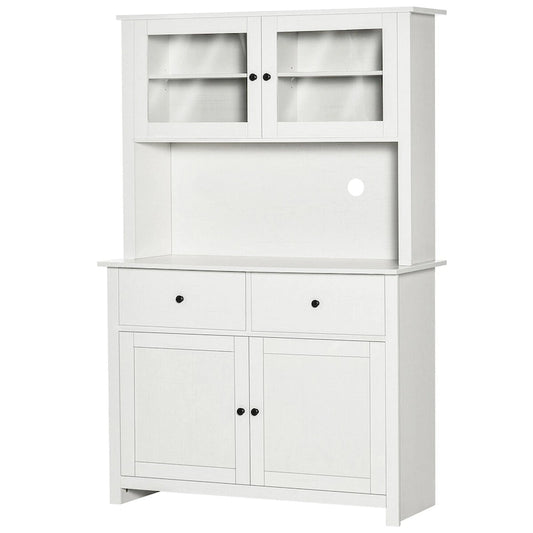 63.5 Kitchen Buffet w/ Hutch, 4 Shelves, Drawers, Framed Glass Doors