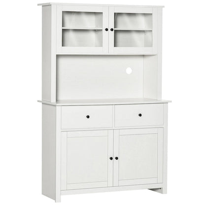 63.5 Kitchen Buffet w/ Hutch, 4 Shelves, Drawers, Framed Glass Doors