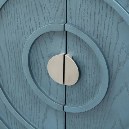 Retro Circular Groove Design Sideboard with Round Metal Door Handle