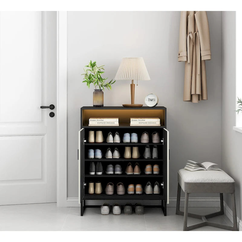 12 Pairs Shoe Storage Cabinet with Adjustable Shelves