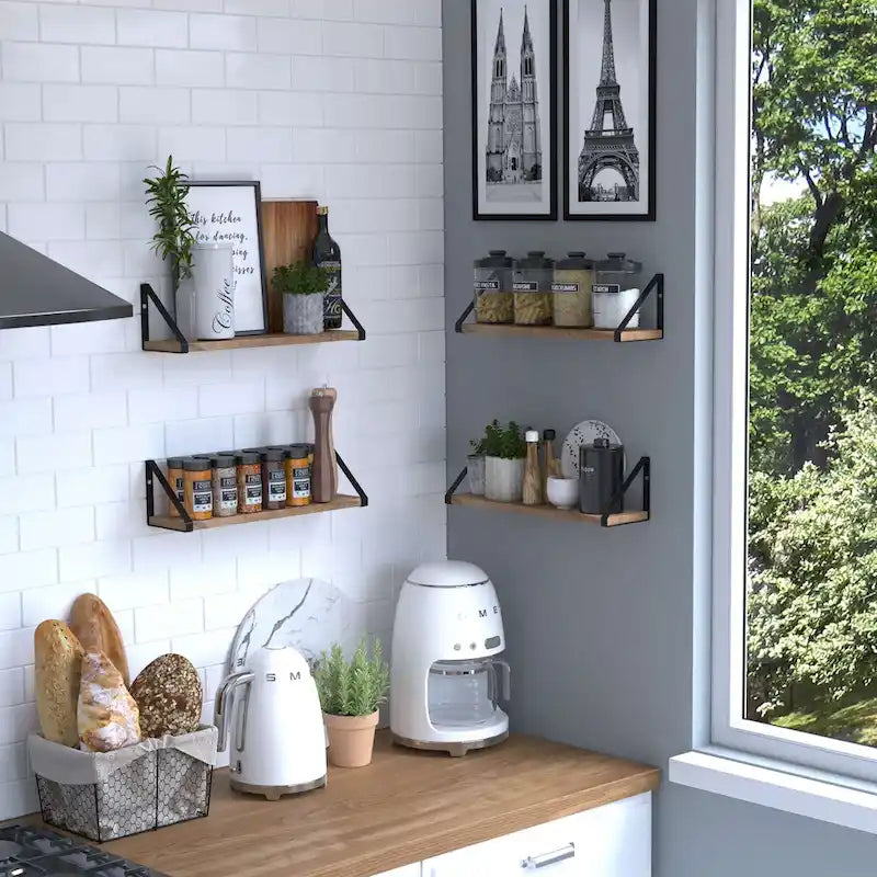 Wallniture Ponza 17inch Long, 4.5 Deep Wooden Shelves, Shelf for Kitchen