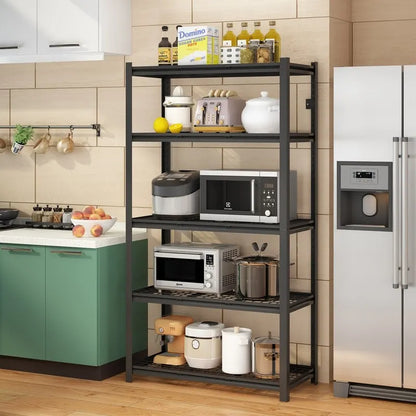 5-Tier Black Adjustable Metal Shelving Unit Heavy Duty Garage Storage