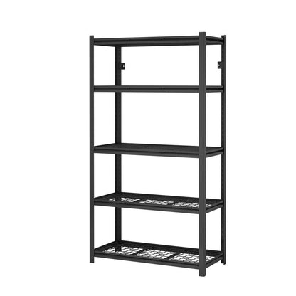5-Tier Black Adjustable Metal Shelving Unit Heavy Duty Garage Storage