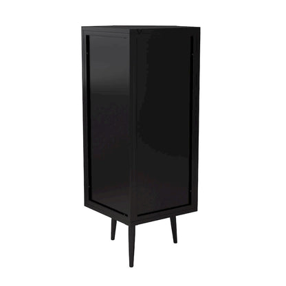 Three Tiers Cabinet with Tempered Glass Doors and Storage Shelves