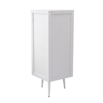 Three Tiers Cabinet with Tempered Glass Doors and Storage Shelves