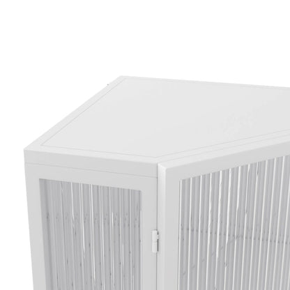 22.25 Floor Coner Cabinet,Three Tiers with Tempered Glass Doors and Storage Shelves