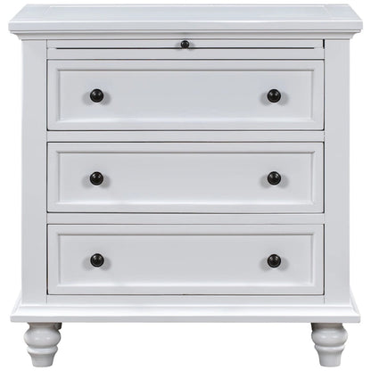 3-Drawer Storage Wood Cabinet, End Table with Pull out Tray