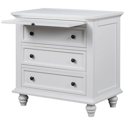 3-Drawer Storage Wood Cabinet, End Table with Pull out Tray