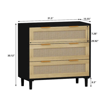 31.50L 3-Drawers Rattan Cabinet