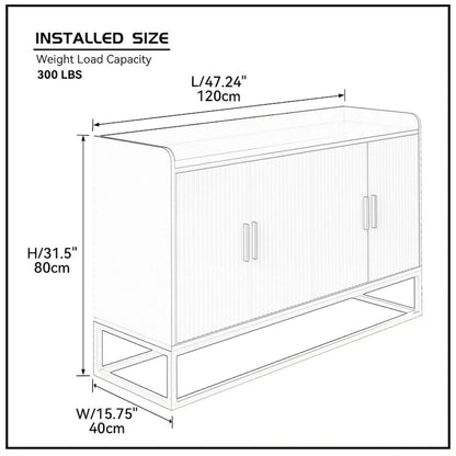 Modern Buffet Storage Cabinet Cupboard Gloss with Metal Legs for living room Kitchen (BLACK)