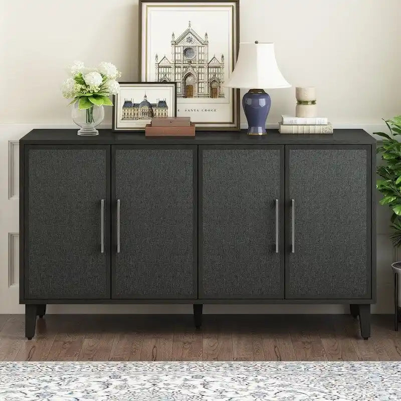 Light Luxury Style Cabinet with Four Linen Cabinet Doors,Suitable for Living Room,Study Room,Entrance