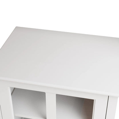 Buffet storage cabinet with single glass doors and unique bell handle