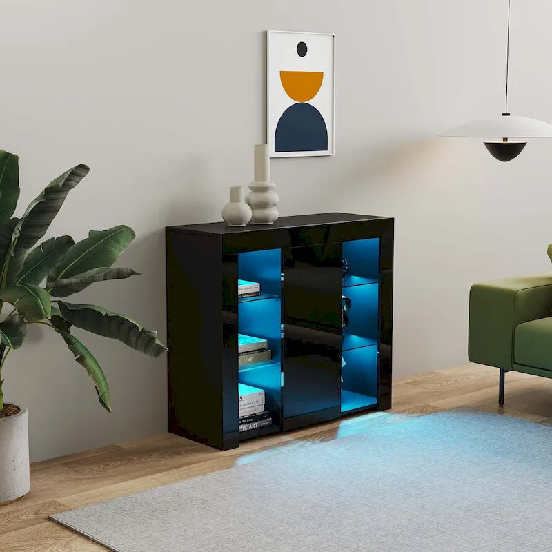 Kitchen Sideboard Cupboard with LED Light,with Drawer and 1 Doors