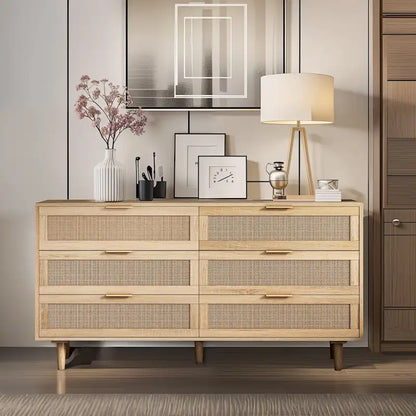 59.066-Drawers Rattan Storage Cabinet
