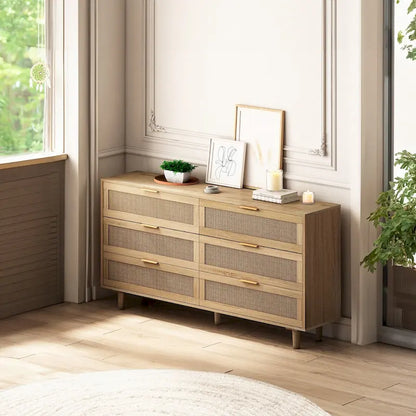 59.066-Drawers Rattan Storage Cabinet