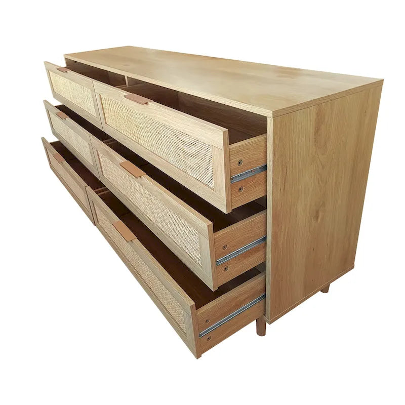 59.066-Drawers Rattan Storage Cabinet