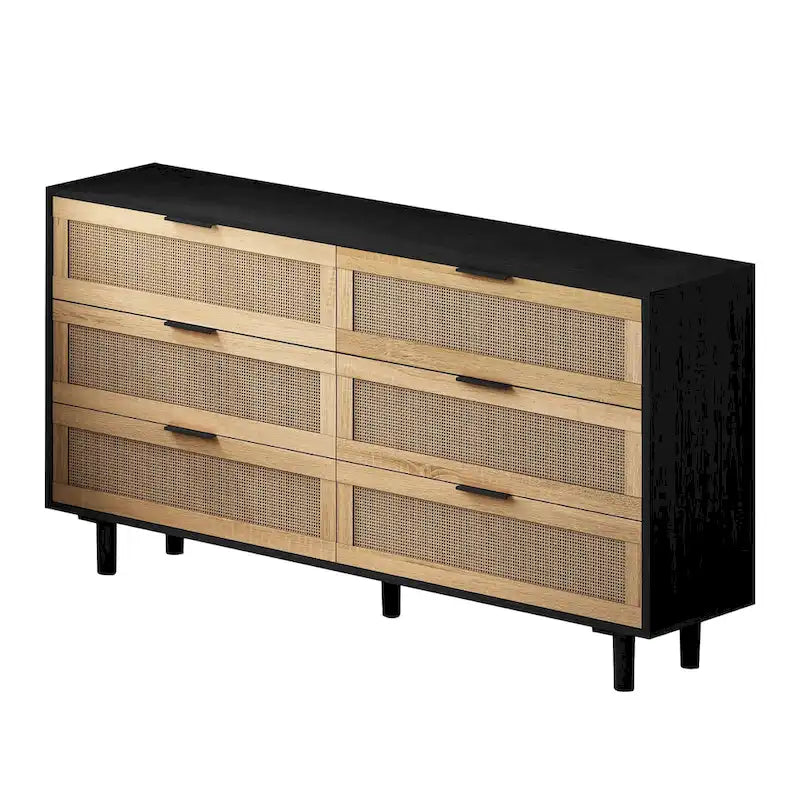59.066-Drawers Rattan Storage Cabinet