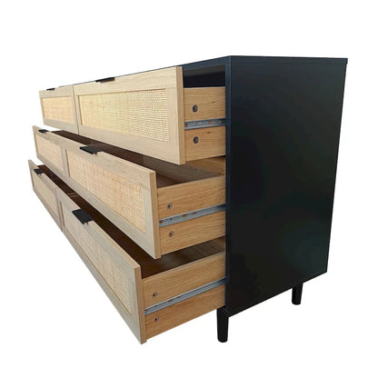 59.066-Drawers Rattan Storage Cabinet