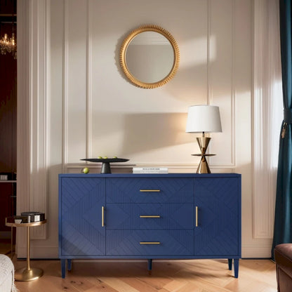 2-Door 3-Drawer Cabinet with Carved Effect