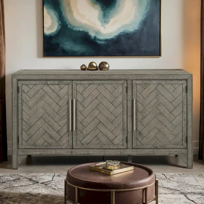 Storage Cabinet Sideboard with MDF+Pine veneer , Adjustable Shelves, Suitable for Living Rooms, Entrance and Study Rooms