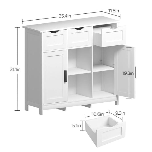 35.4 Wide 3 Drawer Sideboard Buffet Cabinet