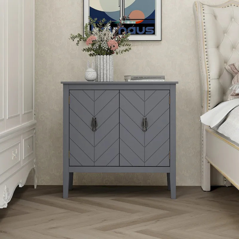 2 Door Wooden Cabinets with Adjustable Shelve, Wood Cabinet Vintage Style Sideboard for Living Room, Dining Room, Office