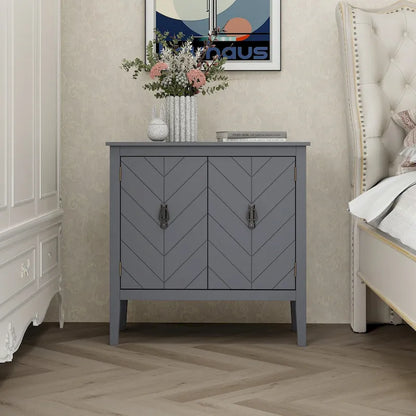 2 Door Wooden Cabinets with Adjustable Shelve, Wood Cabinet Vintage Style Sideboard for Living Room, Dining Room, Office