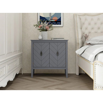 2 Door Wooden Cabinets with Adjustable Shelve, Wood Cabinet Vintage Style Sideboard for Living Room, Dining Room, Office