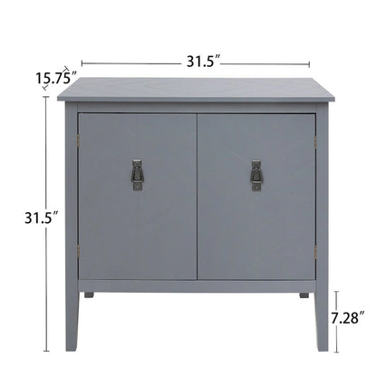 2 Door Wooden Cabinets with Adjustable Shelve, Wood Cabinet Vintage Style Sideboard for Living Room, Dining Room, Office
