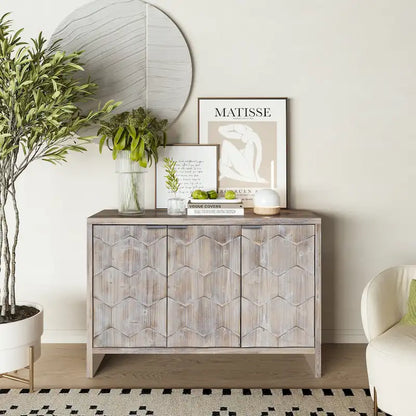 Farmhouse Style 3 Door Wooden Cabinet