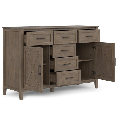 WYNDENHALL Cantina SOLID WOOD 54 inch Wide Rectangle Transitional Sideboard in Smoky Brown - 18 d x 54 w x 36 h