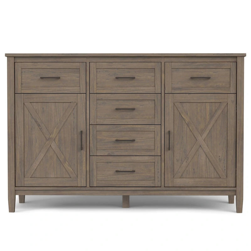 WYNDENHALL Cantina SOLID WOOD 54 inch Wide Rectangle Transitional Sideboard in Smoky Brown - 18 d x 54 w x 36 h