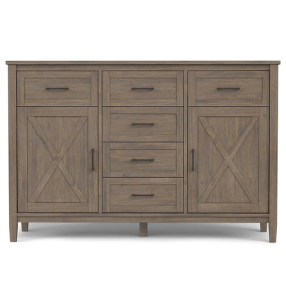 WYNDENHALL Cantina SOLID WOOD 54 inch Wide Rectangle Transitional Sideboard in Smoky Brown - 18 d x 54 w x 36 h