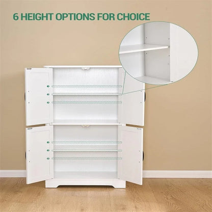 Freestanding Cabinet with 4 Door, 2 Adjustable Shelves - 11.8D x 23.6W x 43.3H