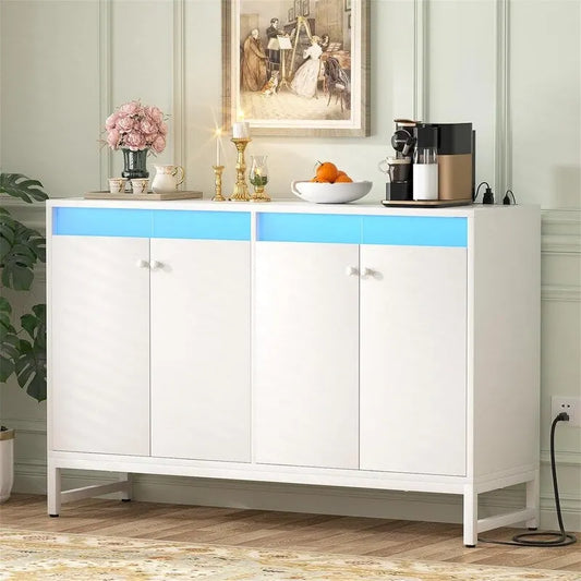Sideboard Buffet Cabinet with Power Outlet - 13.78D x 46.85W x 31.88H