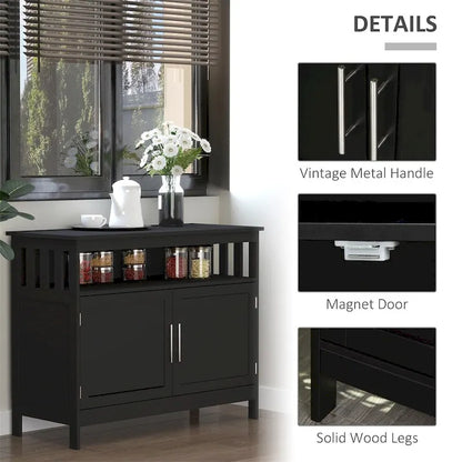 Wood Buffet Cabinet with Shelf and Magnet Door - N/A